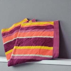Martha Stewart Collection Striped Beach Towel Purple Orange Turkish Cotton EUC